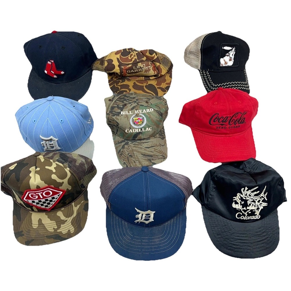 Vintage Trucker Hat Cap Lot Snap Back Strap Mesh Y2K Advertising Farm Mining MI1